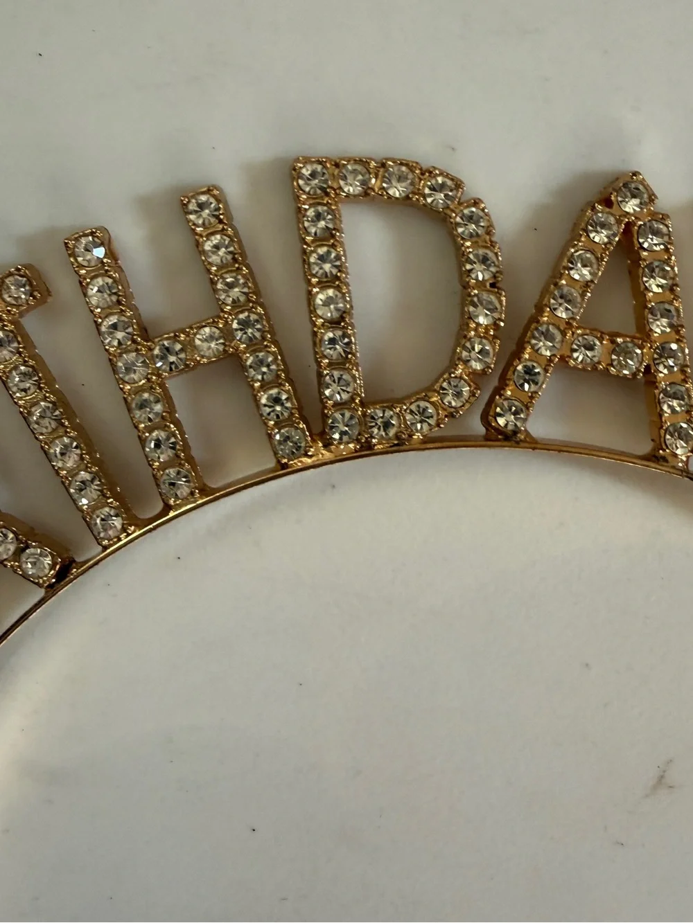 Birthday Girl Adult Headband - Gold Rhinestones Heavyweight Accessory Party